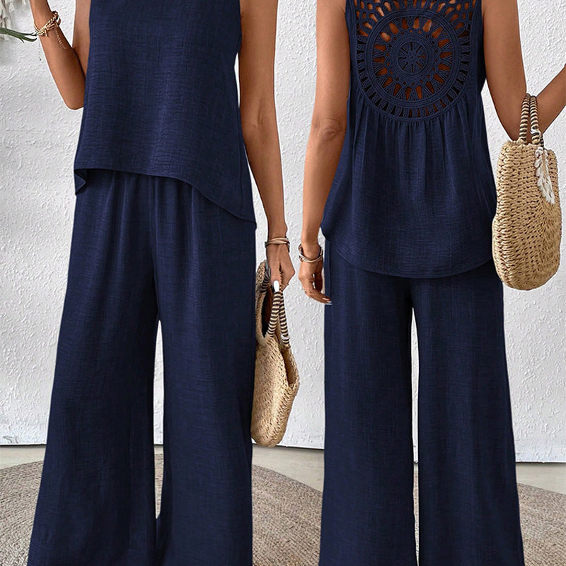 ✨Sleeveless Top & Wide-Leg Pants Set