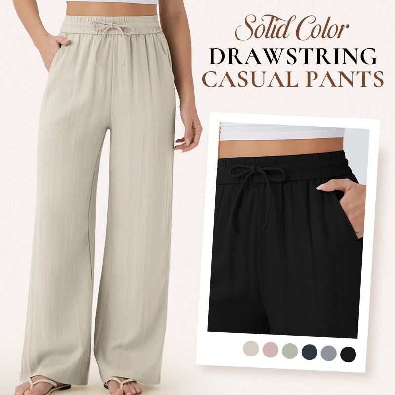 ✨ Lightweight Linen Pants Solid Color Drawstring Casual Pants -🥰Breathable & Skin-Friendly