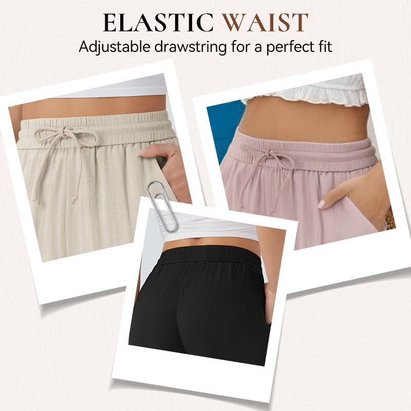 ✨ Lightweight Linen Pants Solid Color Drawstring Casual Pants -🥰Breathable & Skin-Friendly