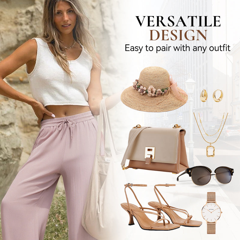 ✨ Lightweight Linen Pants Solid Color Drawstring Casual Pants -🥰Breathable & Skin-Friendly