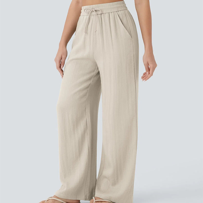 ✨ Lightweight Linen Pants Solid Color Drawstring Casual Pants -🥰Breathable & Skin-Friendly