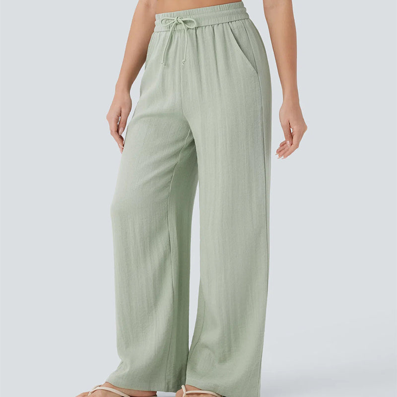✨ Lightweight Linen Pants Solid Color Drawstring Casual Pants -🥰Breathable & Skin-Friendly