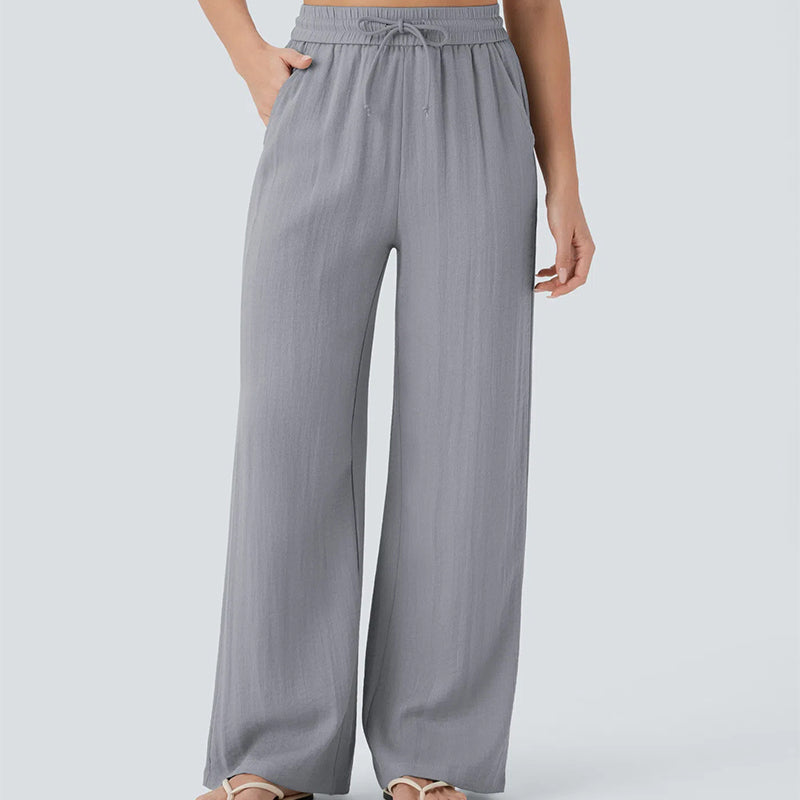 ✨ Lightweight Linen Pants Solid Color Drawstring Casual Pants -🥰Breathable & Skin-Friendly