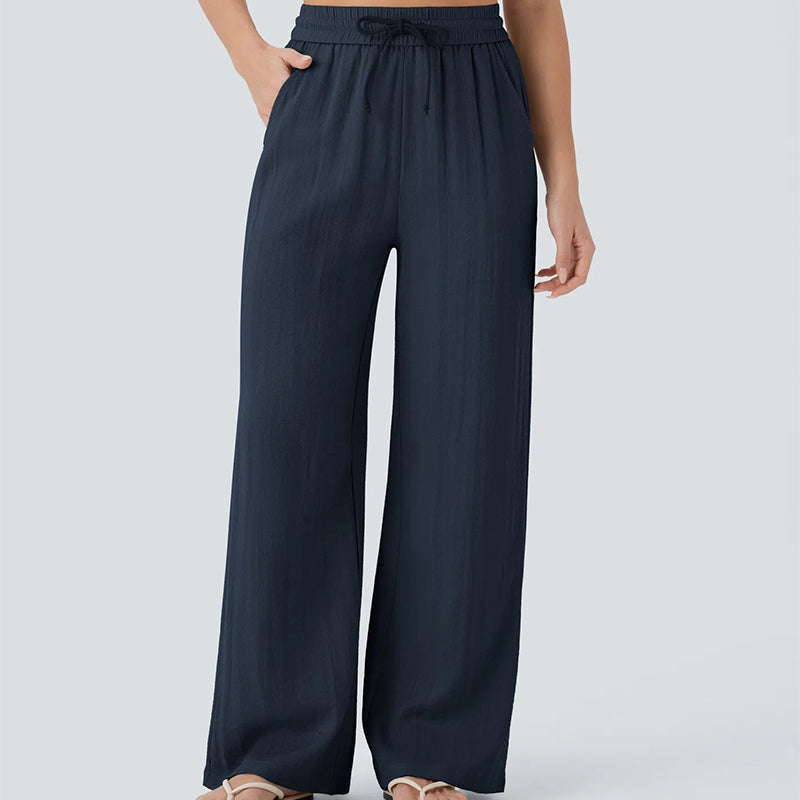 ✨ Lightweight Linen Pants Solid Color Drawstring Casual Pants -🥰Breathable & Skin-Friendly