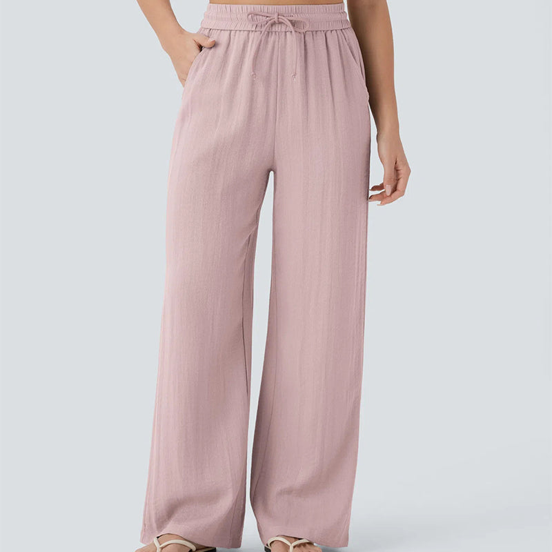✨ Lightweight Linen Pants Solid Color Drawstring Casual Pants -🥰Breathable & Skin-Friendly