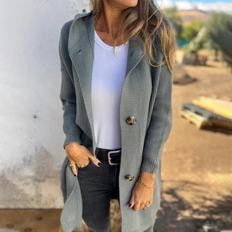 Women's Button-Down Hooded Cardigan