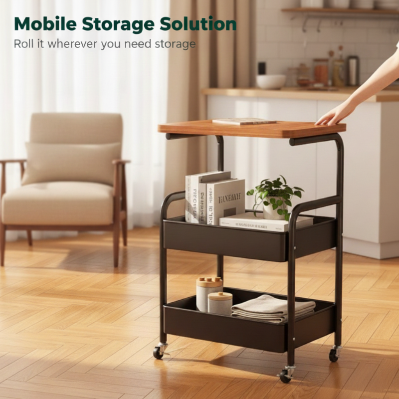 Mobile multi-purpose trolley with storage – Multi-level storage trolley for household items and snacks 🛒🏠