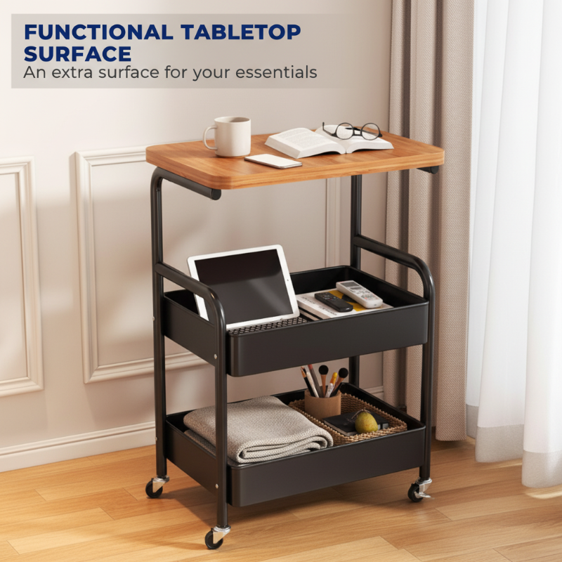 Mobile multi-purpose trolley with storage – Multi-level storage trolley for household items and snacks 🛒🏠