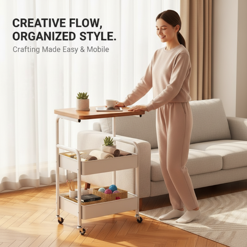 Mobile multi-purpose trolley with storage – Multi-level storage trolley for household items and snacks 🛒🏠
