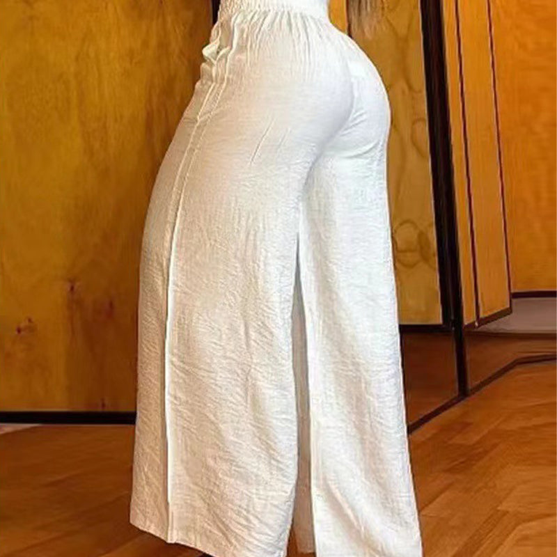 Women's High-Waist Wide-Leg Trousers with Belt Accent