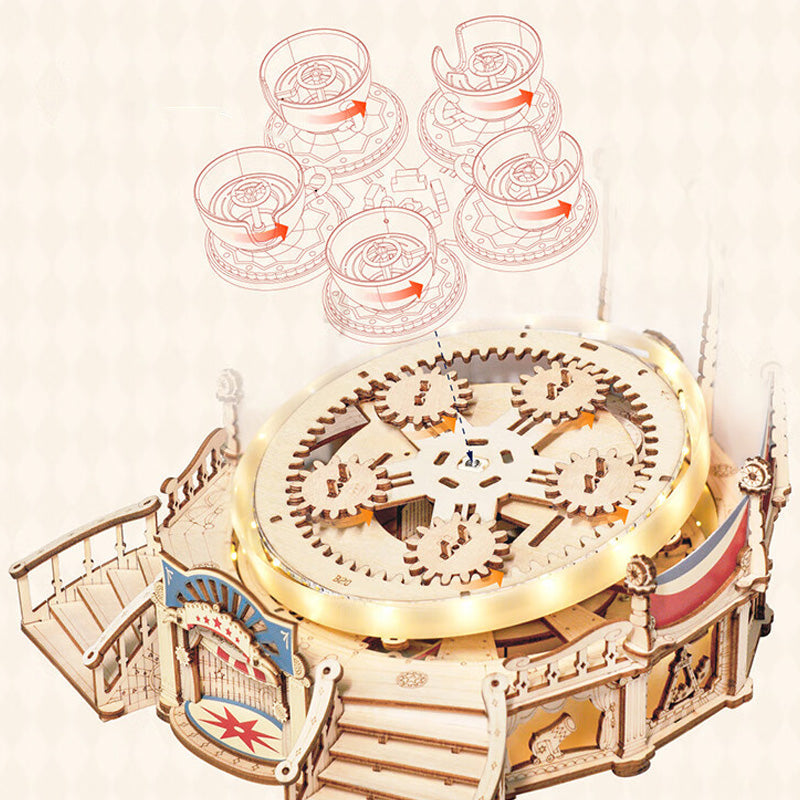 🎁⏳DIY Wooden Puzzles Carousel Music Box
