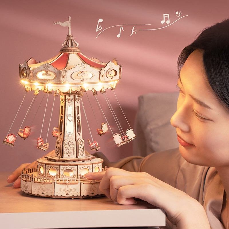 🎁⏳DIY Wooden Puzzles Carousel Music Box
