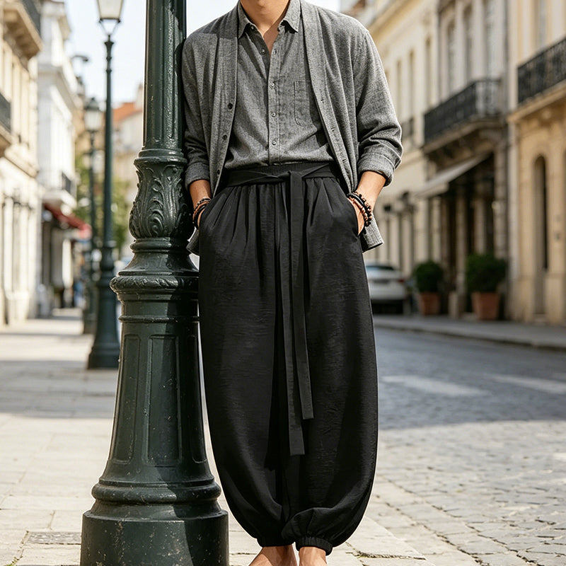 🩳Loose Comfort, Bold Edge 🖤Men's Casual Harem Pants with Elastic Ankles