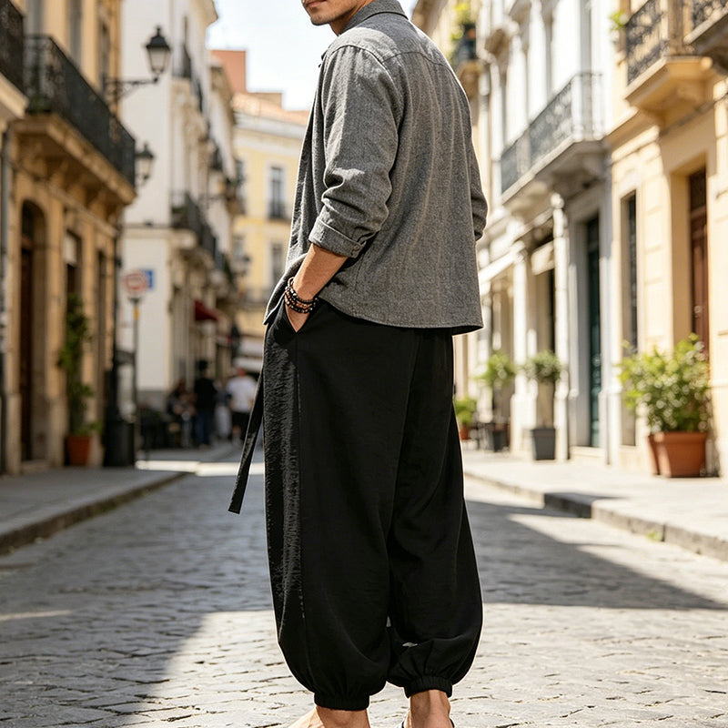 🩳Loose Comfort, Bold Edge 🖤Men's Casual Harem Pants with Elastic Ankles