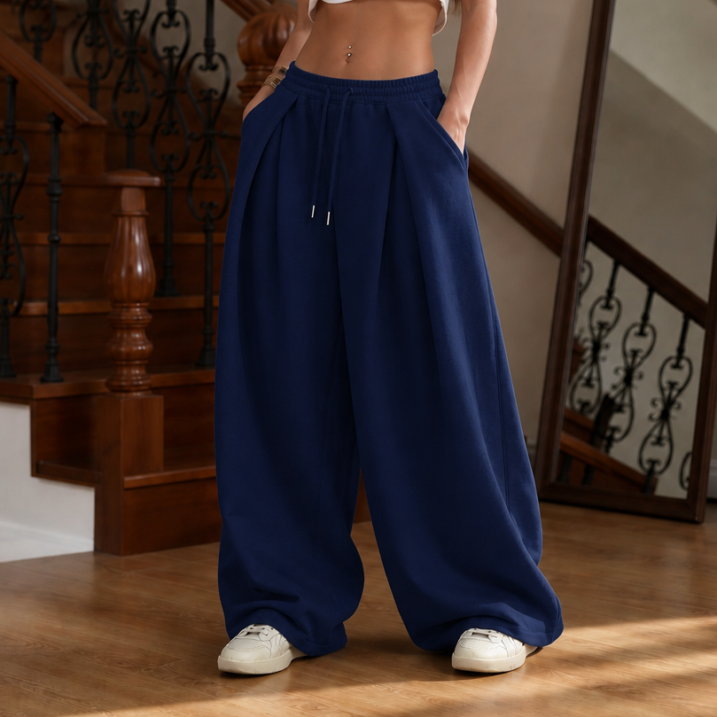 Pleatwell – Pleated Wide-Leg Sweatpants